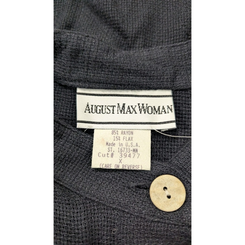 Vintage August Max Women's X Black  Linen Blend‎ Cardigan Tribal Witchy Boho USA - Picture 2 of 16